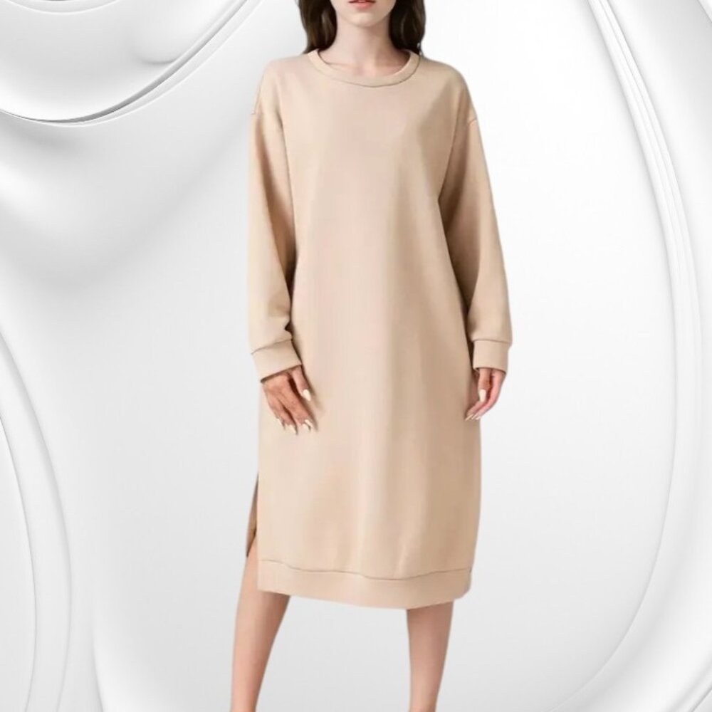 Women's Graphic Round Neck Drop Shoulder Shift Dress